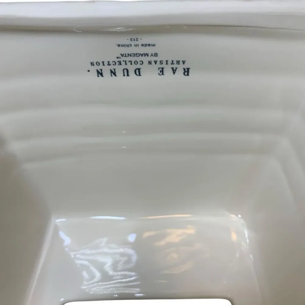 Rae Dunn Artisan Collection Heavy Ribbed Ceramic Off White Tissue Box Cover